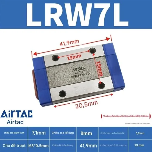 Ray trượt tuyến tính mini bản rộng LRW7L - Ảnh 2