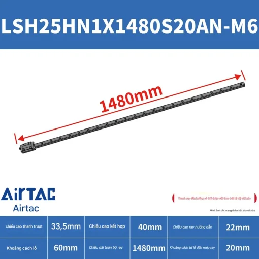 Thanh trượt vuông tiêu chuẩn LSH25HN1X1480S20AN-M6 - Ảnh 2