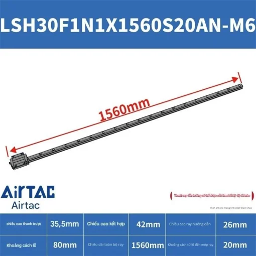 Thanh trượt vuông tiêu chuẩn LSH30F1N1X1560S20AN-M6 - Ảnh 2