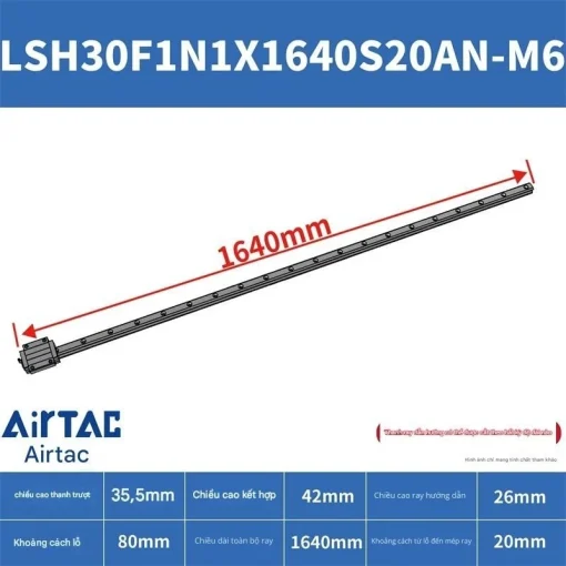Thanh trượt vuông tiêu chuẩn LSH30F1N1X1640S20AN-M6 - Ảnh 2