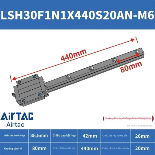 Thanh trượt vuông tiêu chuẩn LSH30F1N1X440S20AN-M6 - Ảnh 2