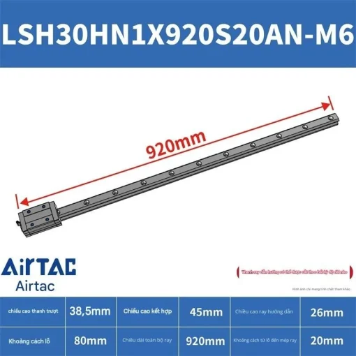 Thanh trượt vuông tiêu chuẩn LSH30HN1X920S20AN-M6 - Ảnh 2