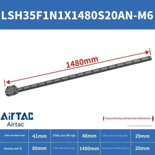 Thanh trượt vuông tiêu chuẩn LSH35F1N1X1480S20AN-M6 - Ảnh 2