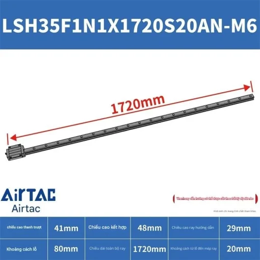 Thanh trượt vuông tiêu chuẩn LSH35F1N1X1720S20AN-M6 - Ảnh 2