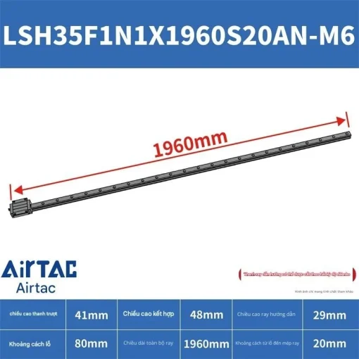 Thanh trượt vuông tiêu chuẩn LSH35F1N1X1960S20AN-M6 - Ảnh 2