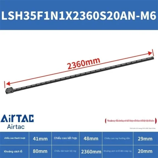 Thanh trượt vuông tiêu chuẩn LSH35F1N1X2360S20AN-M6 - Ảnh 2
