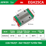 Con trượt vuông tiêu chuẩn EGH25CA (Bi trượt vuông Hiwin type)