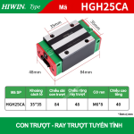 Con trượt vuông tiêu chuẩn HGH25CA (Bi trượt vuông – Hiwin type)