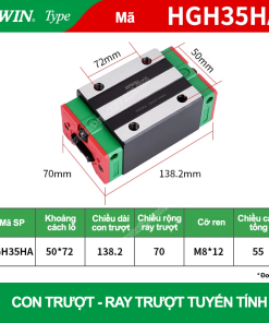 Con trượt vuông thân dài HGH35HA (Bi trượt vuông - Hiwin type)