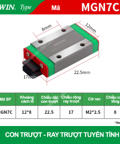 Con trượt vuông mini MGN7C (Bi trượt mini - Hiwin type)