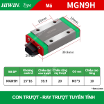Con trượt vuông mini thân dài MGN9H (Bi trượt mini – Hiwin type)