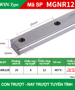 Ray trượt vuông mini MGNR12R (Hiwin type)