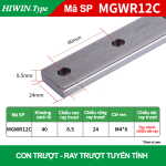 Ray trượt vuông mini ray rộng MGWR12R (Hiwin type)