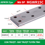 Ray trượt vuông mini ray rộng MGWR15R (Hiwin type)