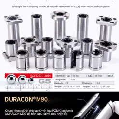 00320LMK20anh20sp201 bTrPq Con trượt tròn mặt bích vuông thân ngắn LMK8UU (Bi trượt tròn)
