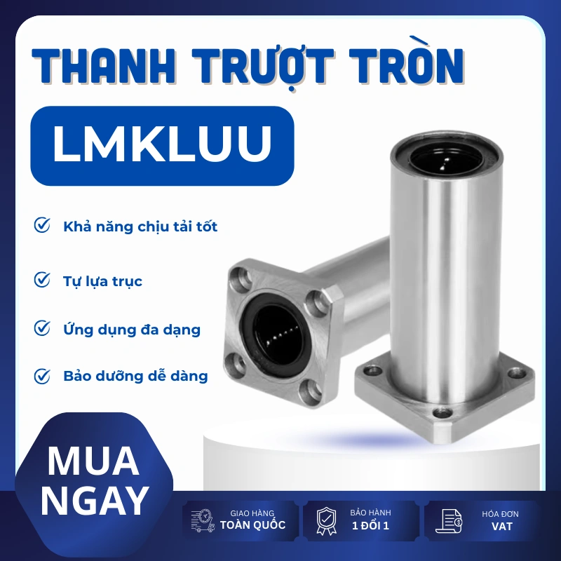 Con trượt tròn mặt bích vuông thân dài LMK25LUU (Bi trượt tròn)