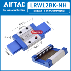 LRW12BK NH copy PAOUi Con trượt vuông mini bản rộng thân dài LRW12BKNH ( MGW12C )