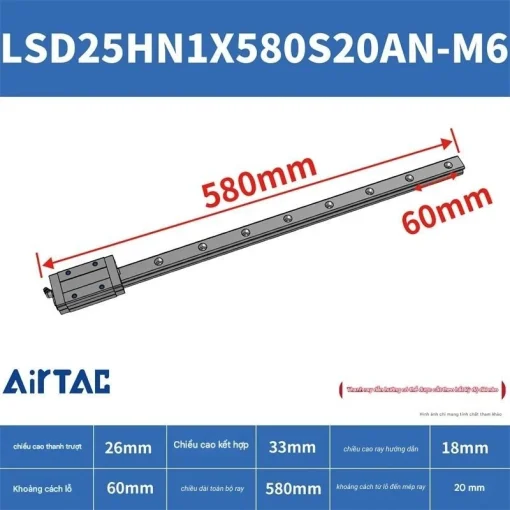 Thanh trượt vuông LSD25HN1X580S20AN-M6 - Ảnh 2