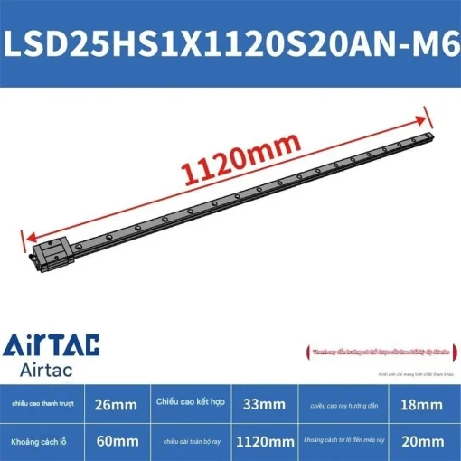 Thanh trượt ngắn LSD25HS1X1120S20AN-M6 - Ảnh 2