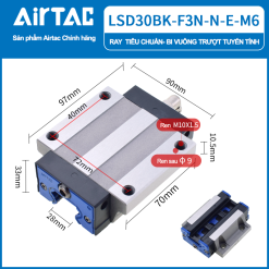 LSD30BK F3N N E M620r KP6Bp Con trượt vuông bản rộng thân ngắn LSD30BK-F2S-N-E-M6 ( EGW30CB gá dưới )