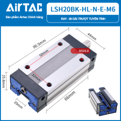 LSH20BK HL N E M620r 8wF35 Con trượt vuông cao tải bản rộng tiêu chuẩn LSH20BK-F2N-N-E-M6 ( HGW20CB gá dưới )