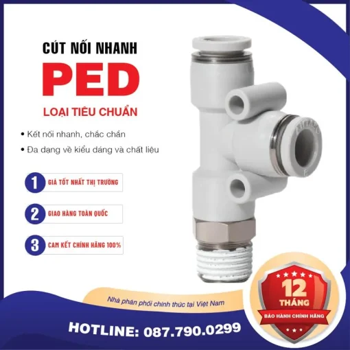 PED06 01 Nối nhanh tê ren ngoài Airtac (PED06-01 Màu trắng)