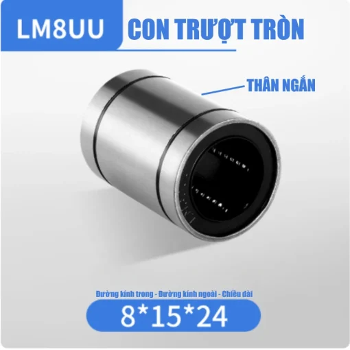 Con trượt tròn thân ngắn LM8UU (Bi trượt tròn) - Ảnh 2
