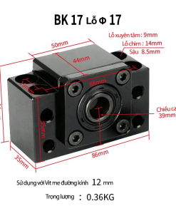 Gối đỡ trục vít me BK17