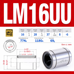 Con trượt tròn thân ngắn LM16UU (Bi trượt tròn)