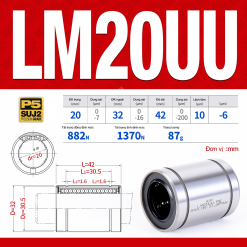 Con trượt tròn thân ngắn LM20UU (Bi trượt tròn)