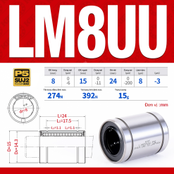 Con trượt tròn thân ngắn LM8UU (Bi trượt tròn)