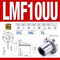Con trượt tròn mặt bích tròn thân ngắn LMF10UU (Bi trượt tròn)