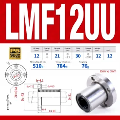 Con trượt tròn mặt bích tròn thân ngắn LMF12UU (Bi trượt tròn)