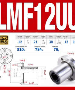 Con trượt tròn mặt bích tròn thân ngắn LMF12UU (Bi trượt tròn)