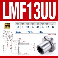 Con trượt tròn mặt bích tròn thân ngắn LMF16UU (Bi trượt tròn)