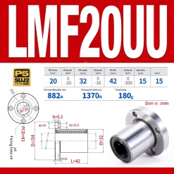Con trượt tròn mặt bích tròn thân ngắn LMF25UU (Bi trượt tròn)