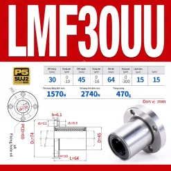 Con trượt tròn mặt bích tròn thân ngắn LMF30UU (Bi trượt tròn)