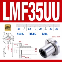 Con trượt tròn mặt bích tròn thân ngắn LMF35UU (Bi trượt tròn)