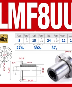 Con trượt tròn mặt bích tròn thân ngắn LMF8UU (Bi trượt tròn)