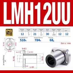 Con trượt tròn mặt bích Oval thân ngắn LMH12UU (Bi trượt tròn)
