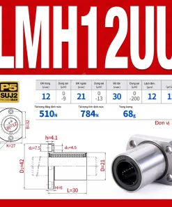 Con trượt tròn mặt bích Oval thân ngắn LMH12UU (Bi trượt tròn)