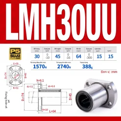 Con trượt tròn mặt bích Oval thân ngắn LMH30UU (Bi trượt tròn)