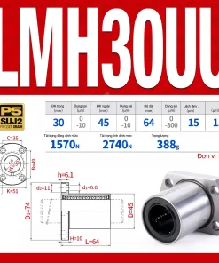 Con trượt tròn mặt bích Oval thân ngắn LMH30UU (Bi trượt tròn)