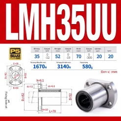 Con trượt tròn mặt bích Oval thân ngắn LMH35UU (Bi trượt tròn)