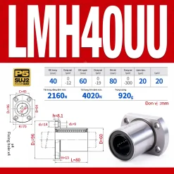 Con trượt tròn mặt bích Oval thân ngắn LMH40UU (Bi trượt tròn)