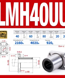 Con trượt tròn mặt bích Oval thân ngắn LMH40UU (Bi trượt tròn)