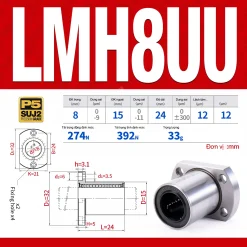 Con trượt tròn mặt bích Oval thân ngắn LMH8UU (Bi trượt tròn)