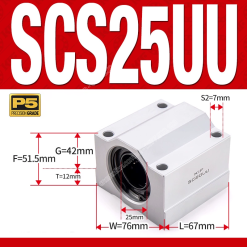 Con trượt tròn thân ngắn SCS25UU (Gối trượt tròn mặt vuông)