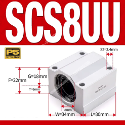 Con trượt tròn thân ngắn SCS8UU (Gối trượt tròn mặt vuông)