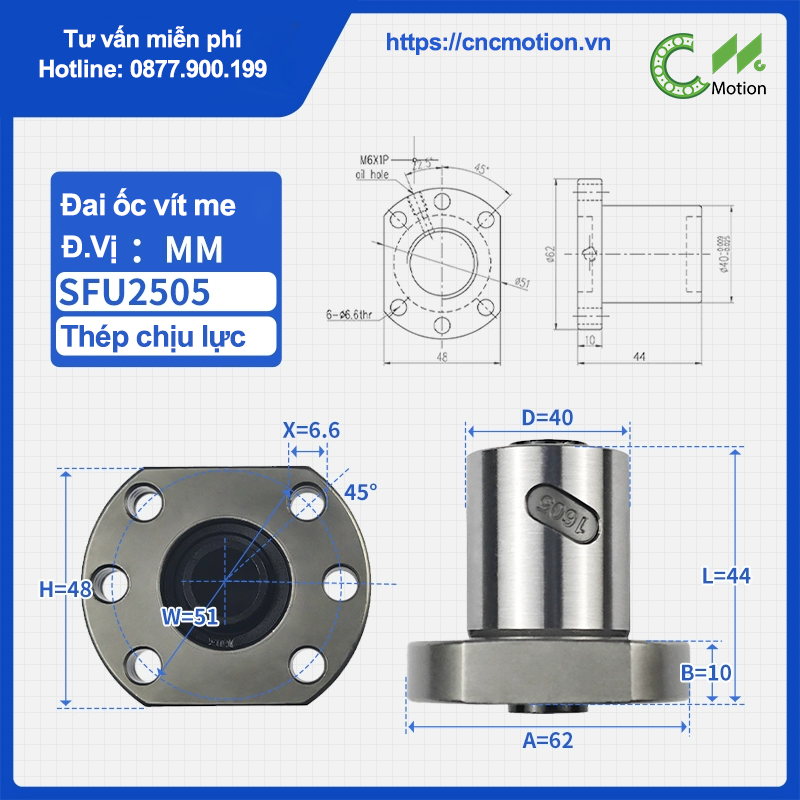 Đai ốc vít me SFU2505